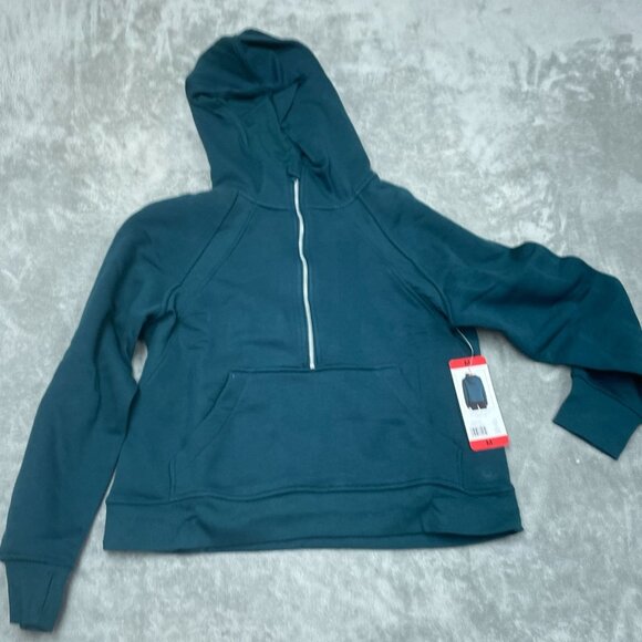 Danskin Tops - Danskin Womens Mixed Rib Cozy Half Zip Hoodie Dark Sea M NWT 6454